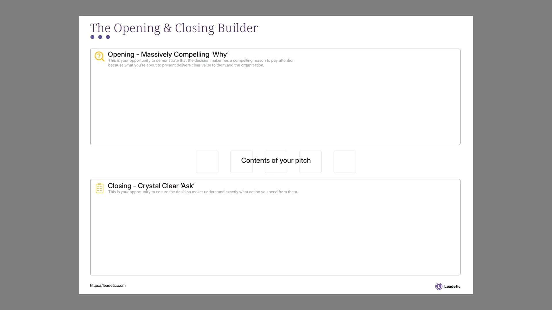 The Opening & Closing Builder